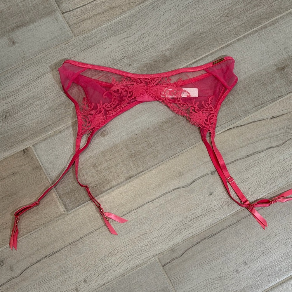 Bluebella Vibrant Pink Lace Garter Belt